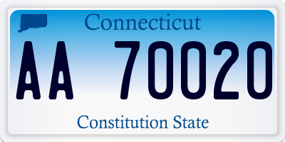 CT license plate AA70020