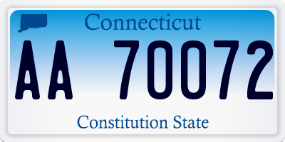 CT license plate AA70072