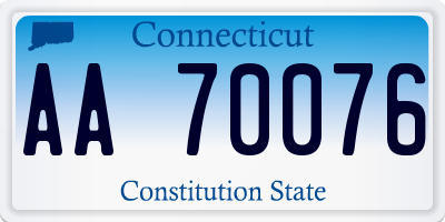 CT license plate AA70076