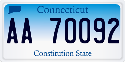 CT license plate AA70092