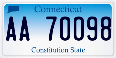 CT license plate AA70098