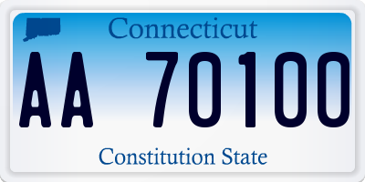 CT license plate AA70100