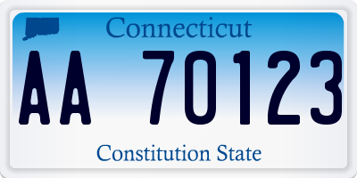 CT license plate AA70123