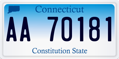 CT license plate AA70181