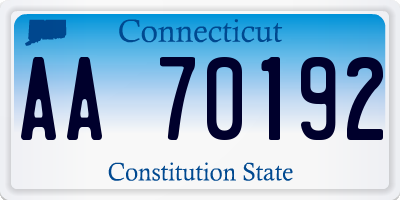 CT license plate AA70192