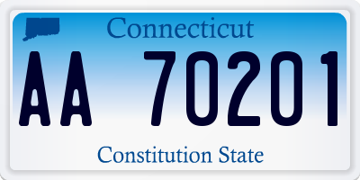 CT license plate AA70201