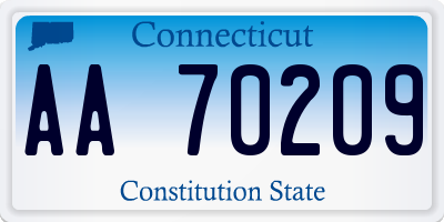 CT license plate AA70209