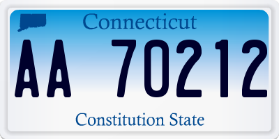 CT license plate AA70212