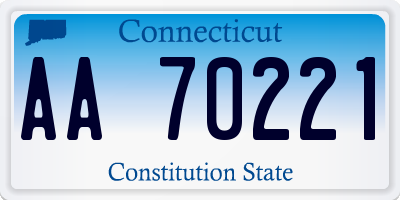 CT license plate AA70221