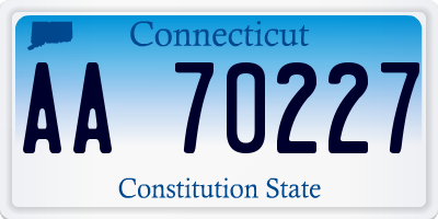 CT license plate AA70227