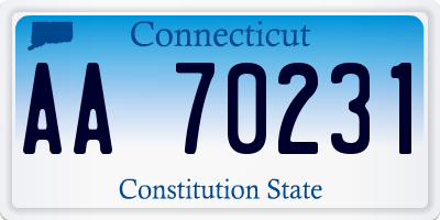 CT license plate AA70231