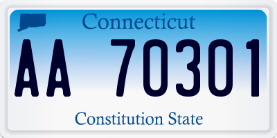 CT license plate AA70301