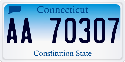 CT license plate AA70307