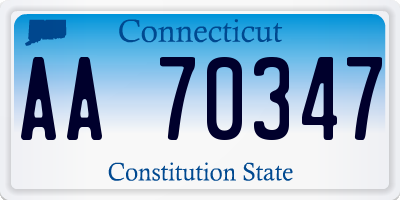 CT license plate AA70347