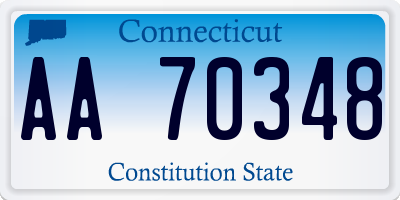 CT license plate AA70348