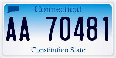 CT license plate AA70481