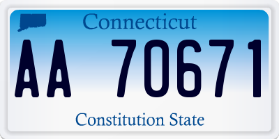 CT license plate AA70671