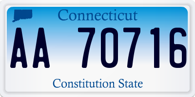 CT license plate AA70716