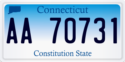CT license plate AA70731