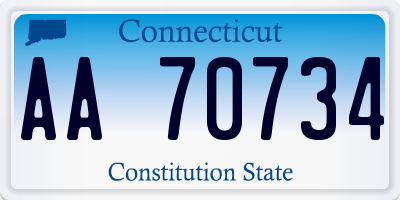 CT license plate AA70734