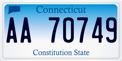 CT license plate AA70749