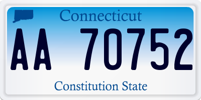 CT license plate AA70752