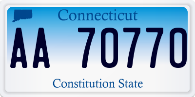 CT license plate AA70770