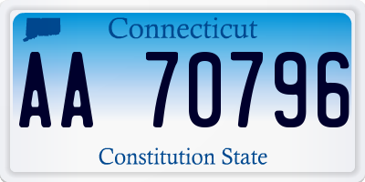 CT license plate AA70796
