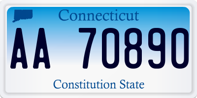 CT license plate AA70890