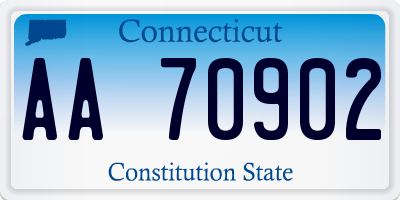 CT license plate AA70902