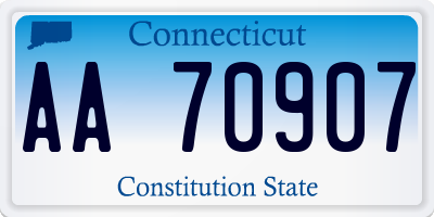 CT license plate AA70907