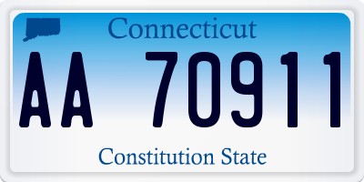 CT license plate AA70911