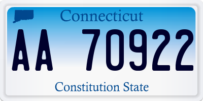 CT license plate AA70922