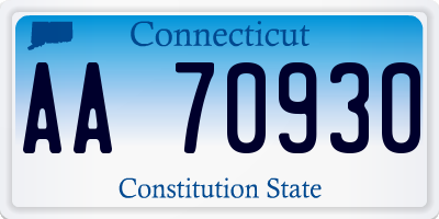 CT license plate AA70930