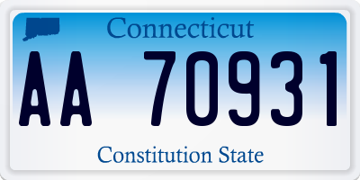 CT license plate AA70931