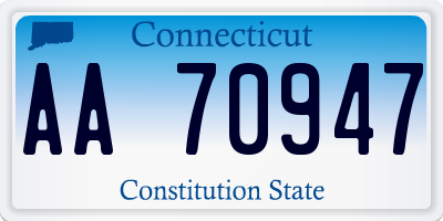 CT license plate AA70947