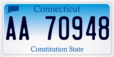 CT license plate AA70948