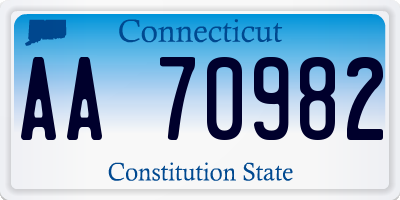 CT license plate AA70982