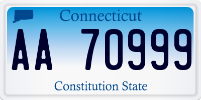 CT license plate AA70999