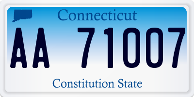 CT license plate AA71007