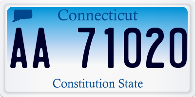 CT license plate AA71020