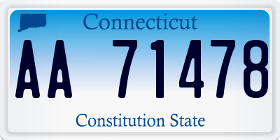 CT license plate AA71478