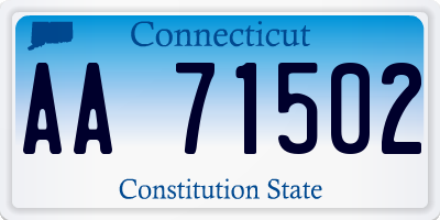 CT license plate AA71502