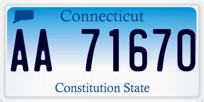 CT license plate AA71670