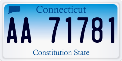 CT license plate AA71781