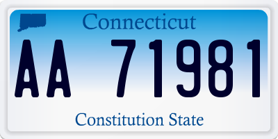 CT license plate AA71981