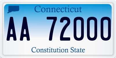 CT license plate AA72000