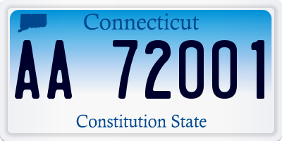 CT license plate AA72001