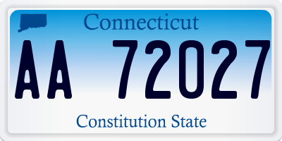 CT license plate AA72027