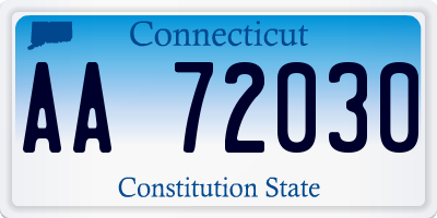 CT license plate AA72030